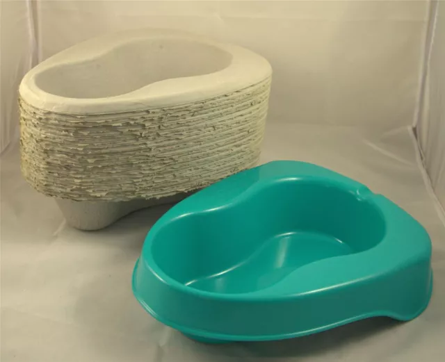 25 Disposable Pulp Cardboard 2L Bed Pan Liners with Plastic Support