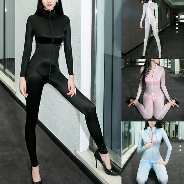 Intimo body maniche lucide collant classici clubwear vestibilità comoda