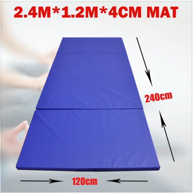 Large 240cm X 120cm X 4cm Gymnastics Folding Gym Exercise Yoga Mat - Blue