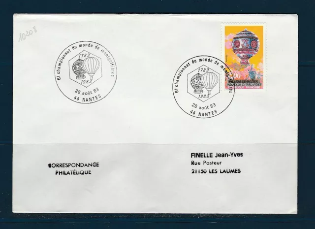 FRd enveloppe avion  championnat du monde de Montgolfière 44 Nantes   1983