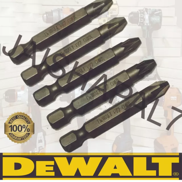 DEWALT 5 x 50mm PZ2 POZI SCREWDRIVER BITS Fits  IMPACT DRIVERS, MAKITA, DEWALT