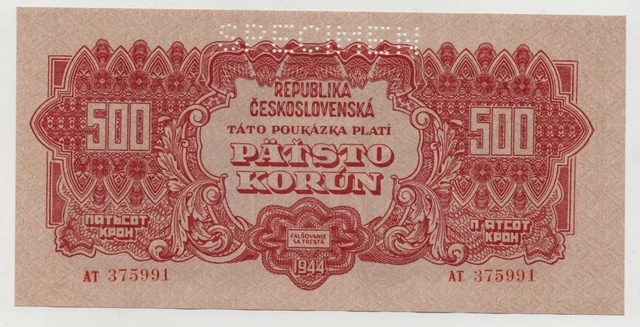 Czechoslovakia 500 Korun 1944 Pick 49 Specimen Unc+-