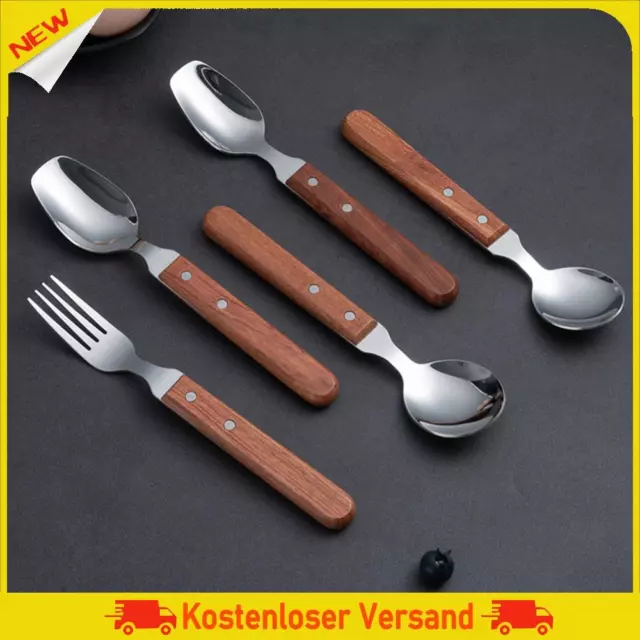 3Pcs Metal Cutlery Set Wooden Handle Stainless Steel Dinner Cutlery Set Portable
