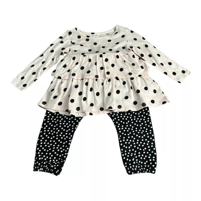 Harper Canyon Shirt and Pants Set Girls 18 Months Pink Black White Polka Dot