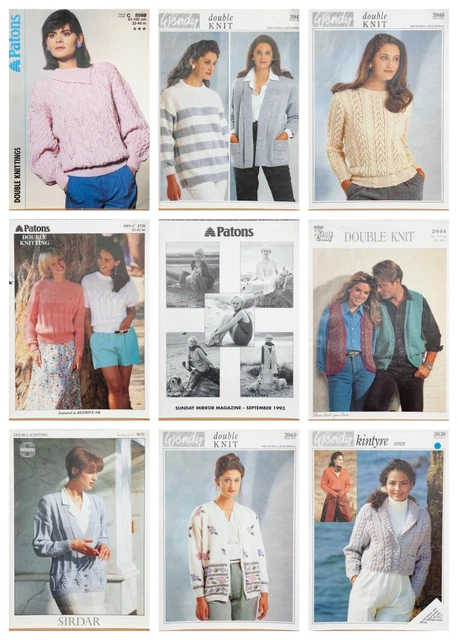 Job Lot 9 Knitting Patterns Sweaters Cardigans Ladies Patons Etc Bundle Vintage