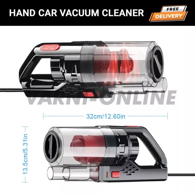 Powerful Car Vacuum Cleaner 150W 6000PA Handheld Wet & Dry Portable Auto