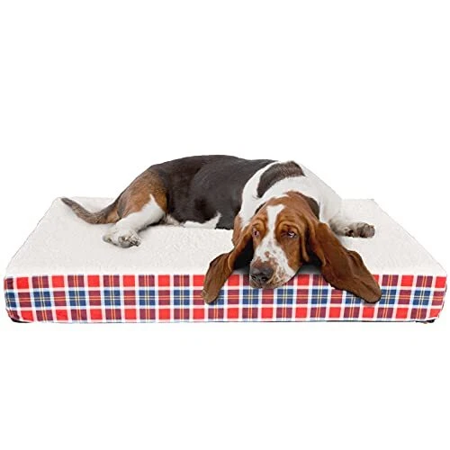 Orthopedic Dog Bed with Memory Foam and Sherpa Top  Removable, Machine Washa...