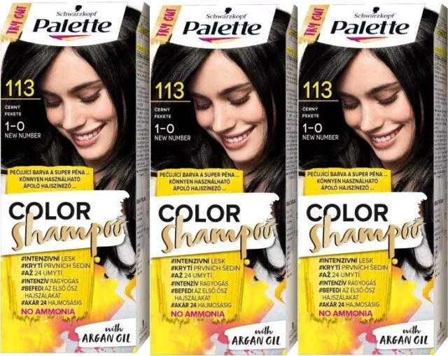 Paleta de champú de colores BLACK 113 Schwarzkopf semipermanente Hair Dye Colour 3x