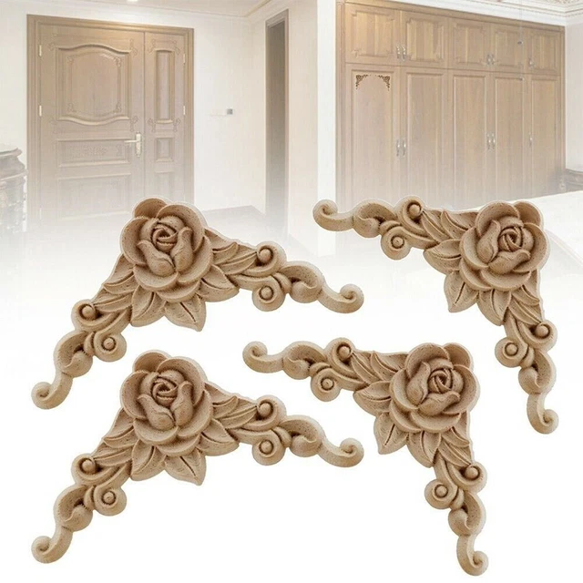 Figuras decorativas de madera arte artesanía esquina apliques marco madera tallada