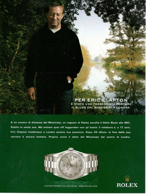 Rolex Watch Oyster Perpetual Day-Date Advertising 1 Page Eric Clapton