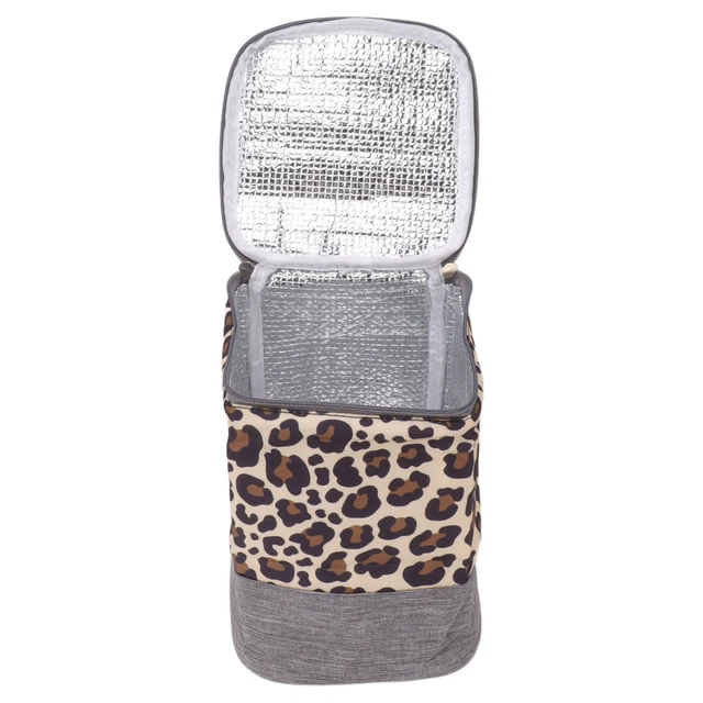 (Estampado de leopardo) Bolso de biberón aislado diseño de bolsillo lateral fácil