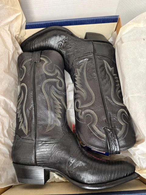 Tony Lama Bottes western lisses à bout rond pour homme Noir Pointure 40