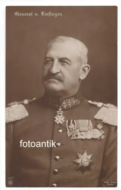 Foto  1 WK Portrait AK General von Linsingen Orden Ordensspange Pour LE Merit EK