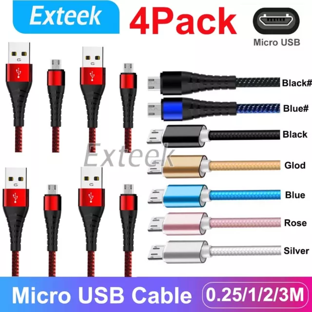 4X Micro USB Cable Charging Charger Cord 1M 2M 3M For Android Samsung Galaxy HTC