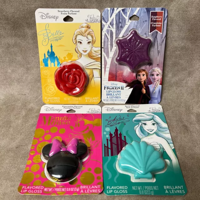 Disney Flavored Lip Gloss Set Of 4 Belle Minnie Ariel Frozen