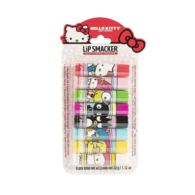 Lip Smacker Sanrio Hello Kitty and Friends 8-Piece Flavored Lip Balm, Clear, For