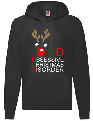 OCD obsessive compulsive Christmas disorder funny ladies black hoodie S-2XL NEW