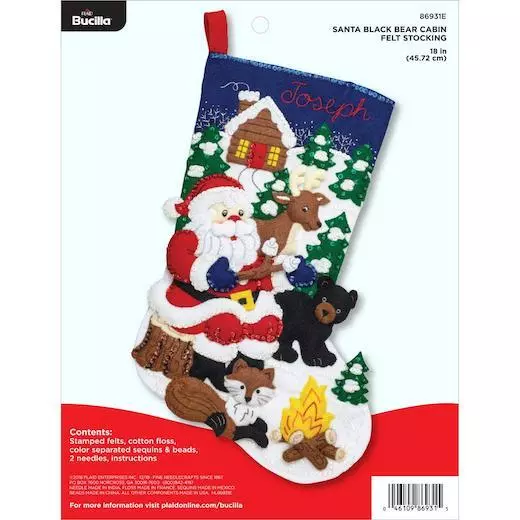 Bucilla 18 Felt Christmas Stocking Kit - Trimming The Tree Santa