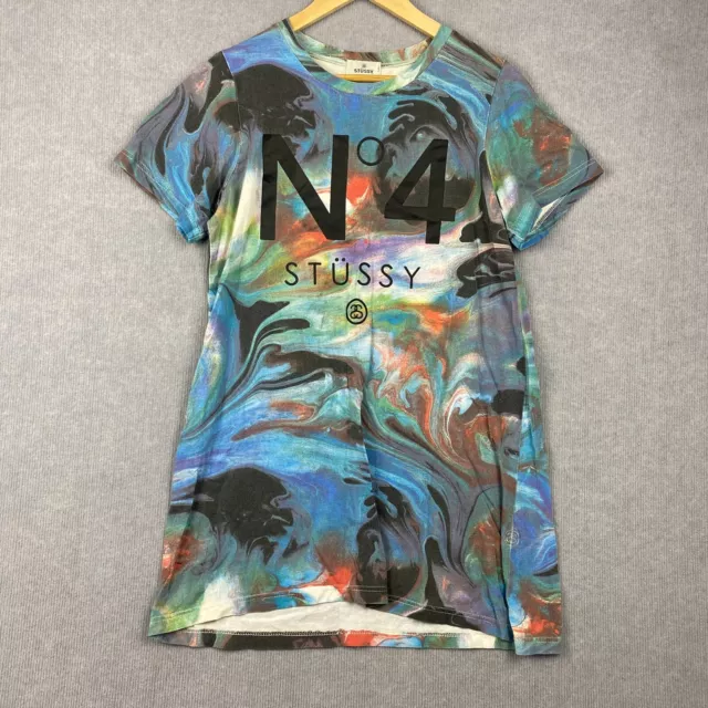 Stussy Dress Womens 10 Colourful Wavy Short Sleeve Shirt Style Cotton