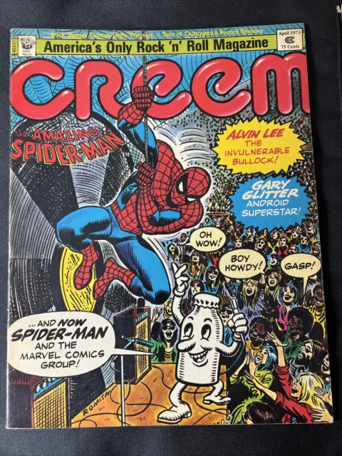 CREEM Magazine April 1973 Amazing Spiderman Marvel Comics - Johnny Romita Cover