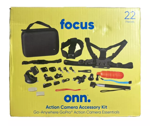 Kit de accesorios ONN de 22 piezas para GoPro o cámara de acción