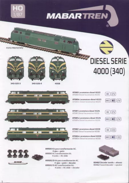 catalogo MABAR TREN 2018 HO 1/87 Novedades Diesel Serie 4000 etc.   SP        aa