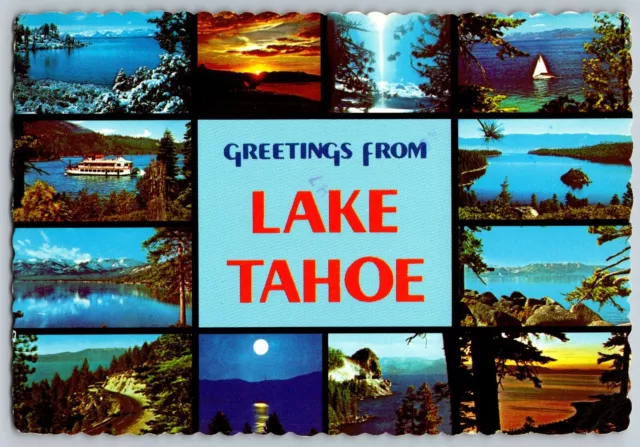 Lake Tahoe, California - Greetings - Largest Lake - Vintage Postcard 4x6
