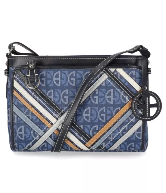 Giani Bernini Monogram Navy Blue Crossbody Handbag