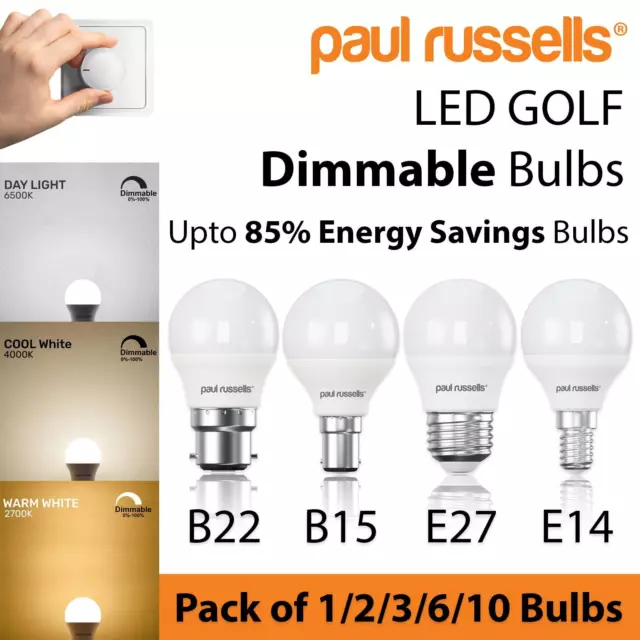 LED Dimmable GOLF Bulbs 5.5W=40w Equivalent Warm Cool Day Light B22 B15 E27 E14