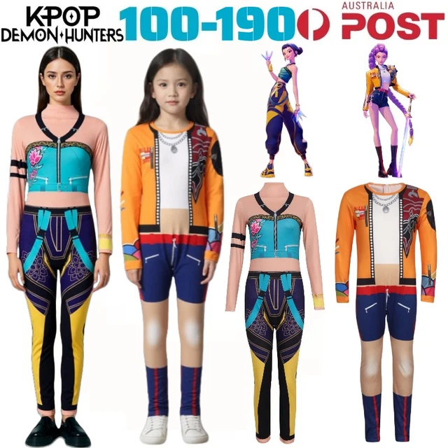 Costum de Halloween KPop Demon Hunters Rumi Mira Zoey, set pentru femei, poliester, multicolor, dimensiune 140