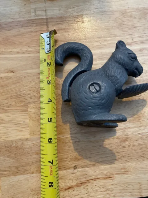 Squirrel Nutcracker Nut Cracker Cast Iron Metal Hefty Patina Collector Holidays