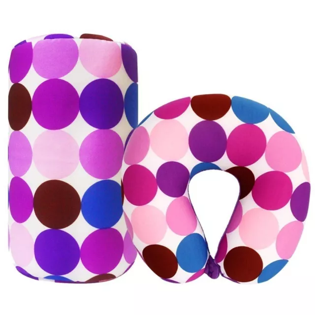 2 Pc Set Micro Bead U Shaped Neck Travel Pillow Lumbar Roll Back Support Cushion
