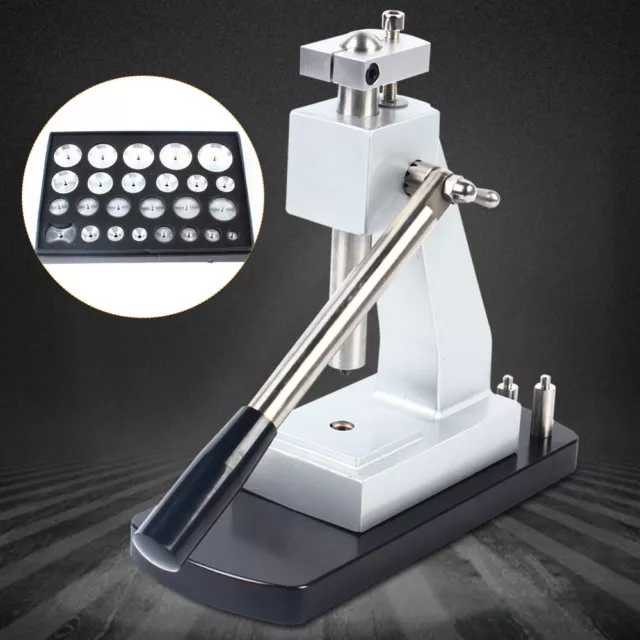 G6173 Watch Back Case Press Tool+25 Metal Dies Mineral Watch Glass Presser