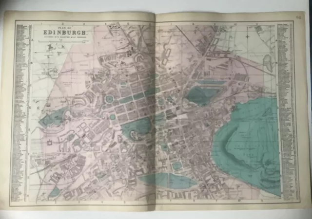 "Antiker viktorianischer Stadtplan von Edinburgh von G W Speck 21 x 13"""