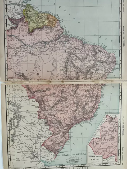 1904 Map Of Brazil And Guiana  By Rand McNally & Co. 2