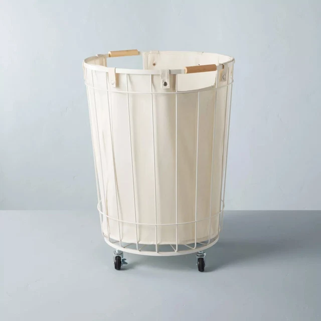 Laundry hamper Wire & Fabric Laundry Hamper Sour Cream easy portability Laundry hamper Wire & Fabric Laundry Hamper Sour Cream easy portability