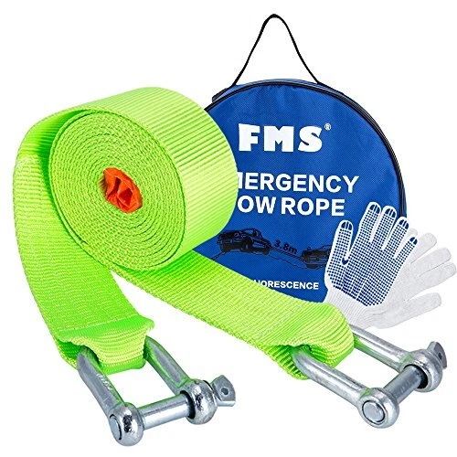 FMS 3.8m 5 Tonnes Corde de Remorquage Nylon Sangle de Remorquage avec 2 manil...