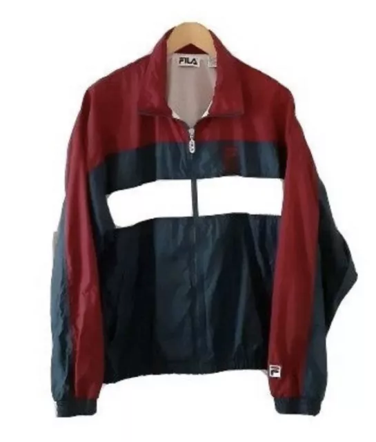 FILA Vintage 90s Color Block Windbreaker Jacket Men’s Size Large EUC