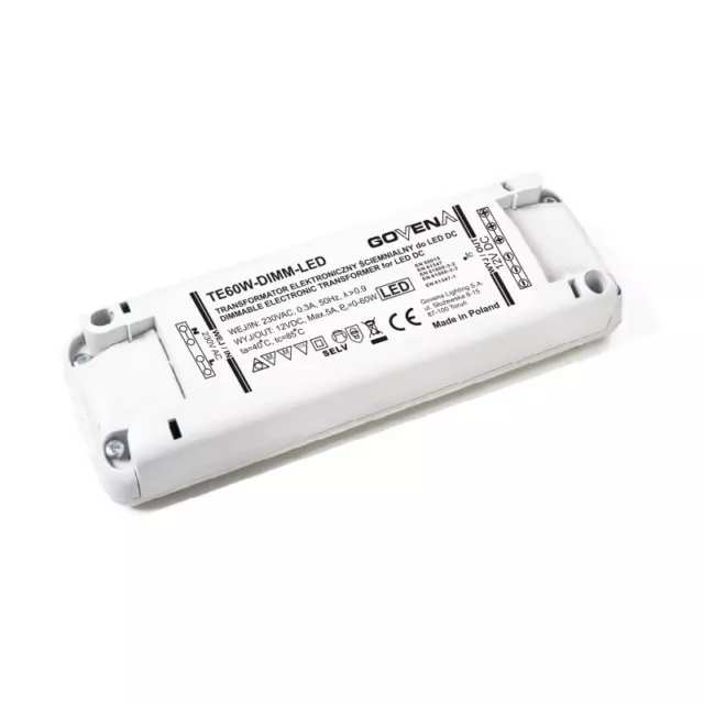 0 - 60W 12Vdc Trasformatore Elettronico Dimmerabile per LED DC, TE60W