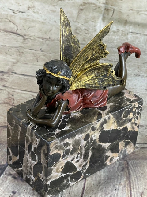 Original Milo Ángel Querubín Gild Bronce Estatua Art Déco Caliente Figura