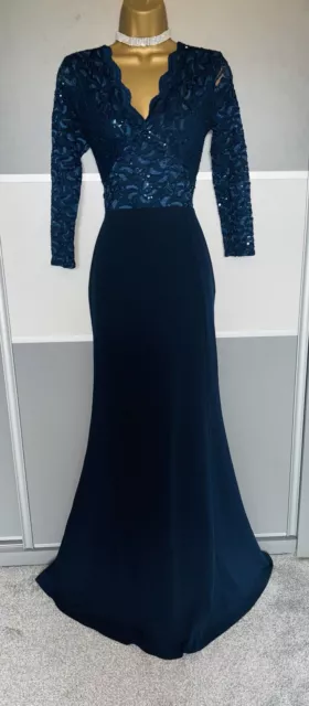 QUIZ Navy Lace Sparkly Evening Cocktail Cruise Prom Party Maxi Dress Sz 18