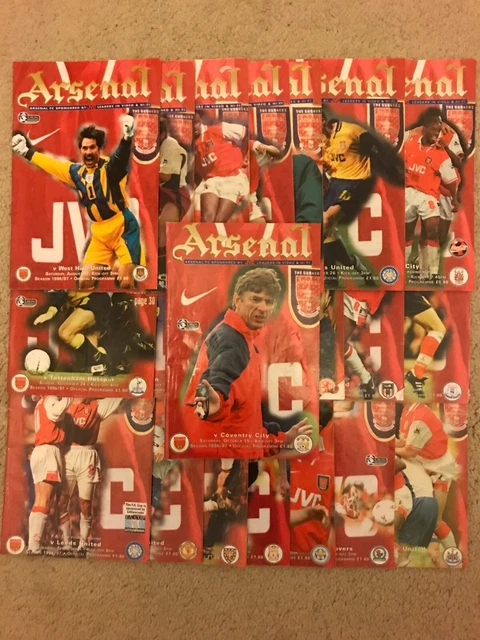 1996/1997 ARSENAL COMPLETE Home Programme Collection WENGER's 1st ...