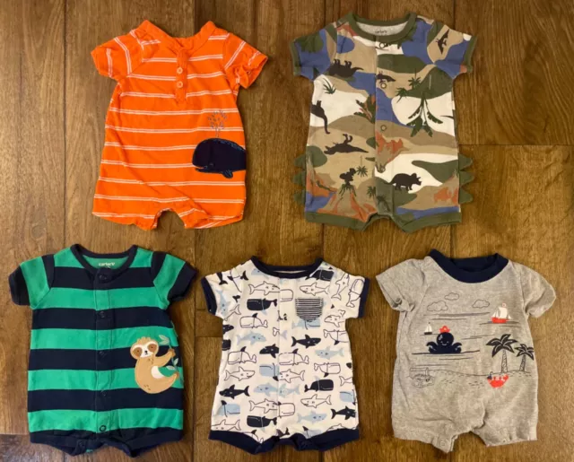 Baby Boy Newborn Outfits Clothes Lot Bundle One Piece Carters Rompers Sloth