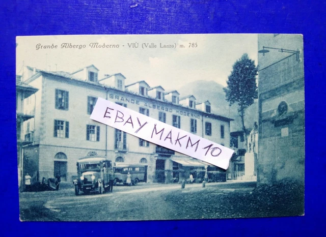 🔵 Cartolina Viu' Grande Albergo Moderno Diligenza Autobus Valle Lanzo Bella 🤣
