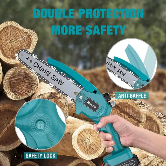 SEESII MINI CHAIN Saw 8 Inch Cordless Chainsaw With 2x 2.0