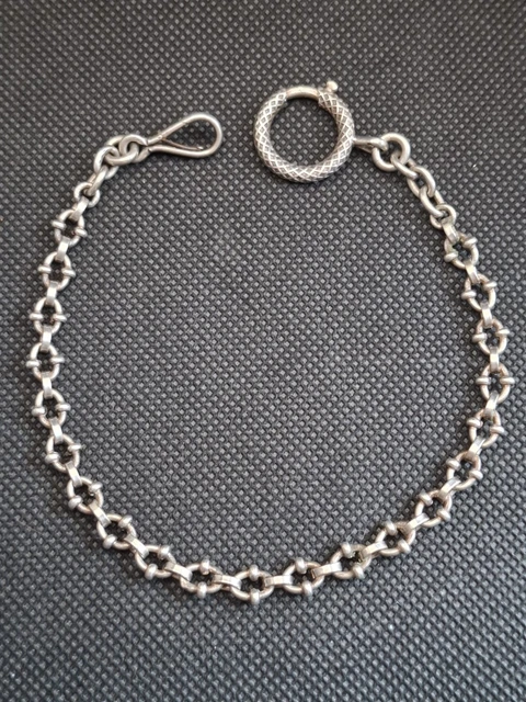 Chaine De Montre à Gousset Ancienne En Argent Massif Style Art Déco - Occasion, Maille Fine, Résistante à L’eau