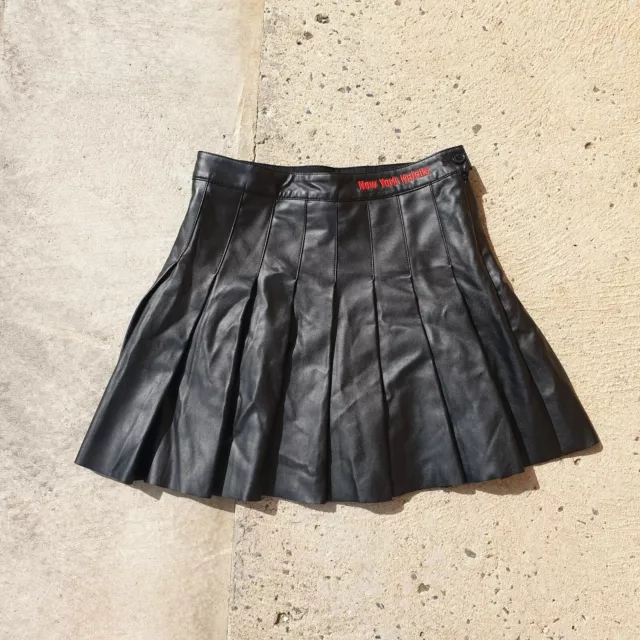 NBA official XXS XS new york knicks Black Faux Leather Mini Skort skirt basket
