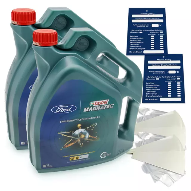 10 Litre Org. Ford Castrol Magnatec A5 5W30 L'Huile De Moteur 15533B 15534F Kit