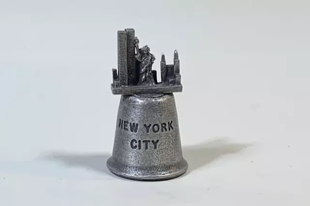 New York City Skyline Pewter Thimble Twin Towers & Statue of Liberty