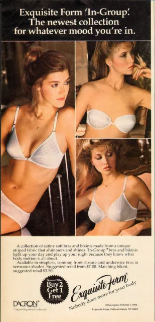 1982 VINTAGE LINGERIE AD Exquisite Form Soft Bras and Bikini